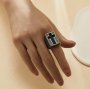 Jerusalem Cross Stainless Steel Ring,Stainless Steel Baptism Ring,Religious Ring,Men's Ring,DIY Ring Supplies 1295005