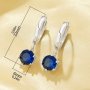 6MM Simulated Sapphire Minimalist Round Hoop Earring,Solid 925 Sterling Silver Earrings,Simple Round Earrings 6310103