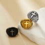 Heavy Cross Stainless Steel Ring,Gold Silver Black Baptism Ring,Cross Religious Ring,Men's Ring,DIY Ring Supplies 1295012
