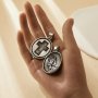 Stainless Steel Praying Hands Cross Pendant,Oval Cross Praying Hands Signet Pendant,Men's Silver Pendant Charm,DIY Pendant Supplies 1431465