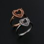 6-8MM Halo Heart Prong Ring Settings Solid 925 Silver Rose Gold Plated DIY Adjustable Ring Bezel for Gemstone Supplies 1294237