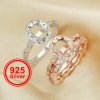 6x8MM Oval Prong Ring Settings,Flower Stackable Solid 925 Sterling Silver Rose Gold Plated Ring,Art Deco Marquise Stacker Ring Band,DIY Ring Blank 1294554