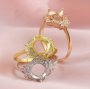 Keepsake Breast Milk Resin Round Flower Prong Ring Settings Solid 14K Gold Ring Moissanite DIY Prong Ring Bezel Supplies 1210112-1