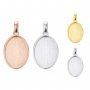 Breast Milk Resin Oval Solid Back Pendant Bezel Settings,Solid 925 Sterling Silver Rose Gold Plated Pendant,DIY Memory Jewelry Supplies 1421198