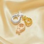 Halo Round Prongs Pendant Settings,Lucky Four Leaf Clover Solid 925 Sterling Silver Rose Gold Plated Charm,Flower Deco Pave CZ Stone Charm,DIY Pendant Supplies 1411355