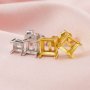 4-8MM Princess Cut Square Prongs Studs Earrings Settings Solid 14K/18K Gold for Gemstone DIY Supplies 1706023-1