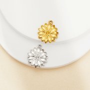 2MM Round Bezel Stainless Steel Pendant Settings,Yellow Gold Silver Flower Pendant Charm,Art Deco Flower Pendant,DIY Pendant Blank Supplies 1431514