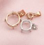 3-20MM Simple Round Solid 14K Rose Gold Prong Bezel Settings for Gemstone Moissanite Diamond DIY Pendant Charm 1411206-1