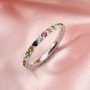 2MM Dainty October Birthstone Eternity Ring Rainbow Tourmaline Wedding Engagement Full Band Stackable Ring Solid 14K Gold Ring 1294292