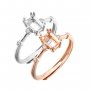 4x6MM Rectangle Prong Ring Settings Vintage Style Rose Gold Plated Solid 925 Sterling Silver Adjustable Ring Bezel for Gemstone 1294243