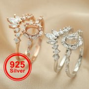 5x7MM Oval Prong Ring Settings Stackable Solid 925 Sterling Silver Rose Gold Plated DIY Ring Blank Stacker For Gemstone 1294394