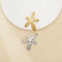 Pear Bezel Stainless Steel Pendant Settings,Yellow Gold Silver Flower Pendant Charm,Art Deco Pendant,DIY Pendant Blank Supplies 1431523