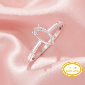 Minimalist Marquise Prong Ring Settings,Solid 14K 18K Gold Ring,Simple Marquise Ring,DIY Ring Supplies For Gemstone 1295036