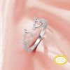 Two Stone Toi Et Moi Prong Ring Settings,Solid 14K 18K Gold Ring,Adjustable Ring,DIY Ring Supplies For Gemstone,Wtih 5x7MM Pear Stone,5MM Heart Stone 1295069