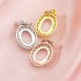 5x7MM Oval Prong Pendant Settings Solid 14K/18K Gold Bezel Vintage Style Charm for DIY Gemstone 1421174-1