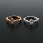 1Pcs 4MM Round Vintage Style Rose Gold Plated Solid 925 Sterling Silver DIY Adjustable Prong Ring Settings Blank for Gemstone 1210058