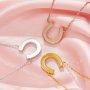 Keepsake Breast Milk Resin Horse Shoe U Bezel Pendant Necklace Settings,Solid 14K 18K Gold Necklace 16''+2'' Extension Chain 1431463