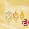 Heart prongss Pendant Settings,Solid 925 Sterling Silver Rose Gold Plated Charm,Minimalist Heart Pendant,DIY Pendant Supplies For Gemstone 1431551