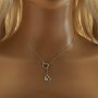 Keepsake Breast Milk Resin Ball Round Pin Pendant Necklace Settings for 5-6MM Half Drilled Pearl Bead,Double Heart Solid 925 Sterling Silver Necklace 16''+2'' 1431499