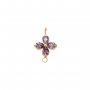 Two Loops Lucky Four Leaf Clover CZ Birthstone Stainless Steel Charm,Color Stone Leaf Clover Pendant Charm,Minimalist Gold Plated Pendant Charm 1431461