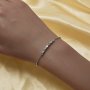 Keepsake Breast Milk Resin Bracelet Settings Solid 925 Sterling Silver 2x4MM Marquise Bezel CZ Birthstone Bracelet 1900297 6‘’+1.7‘’