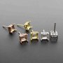 1Pair 4-6MM Square Solid 925 Sterling Silver Rose Gold Tone DIY Prong Studs Earrings Settings Bezel 1706023