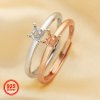 4MM Round Prong Ring Settings,Solid 925 Sterling Silver Rose Gold Plated Ring,Simple Ring,DIY Ring Blank Supplies 1294661