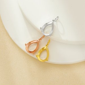 7x9MM Pear Prongs Bezel Pendant Settings,Rose Yellow Gold Plated Stainless Steel Pear Pendant Charm,Minimalist Pendant,Simple Pendant Blank 1431456