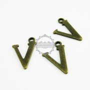 10pcs 15x10mm vintage kawaii metal alphabet letter V bronze brass pendant charm packs assortment 1810077