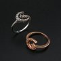 3MM Round Prong Ring Settings Moon Star Rose Gold Plated Solid 925 Sterling Silver Adjustable DIY Ring Bezel 1210106