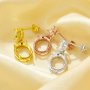 Double Stone Oval Prong Studs Earrings Settings,Solid 925 Sterling Silver Rose Gold Plated Earring,Simple Oval Earrings,DIY Earring Supplies 1706179