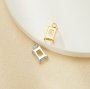 4x6MM Rectangle Prongs Bezel Pendant Settings,Yellow Gold Plated Stainless Steel Rectangle Pendant Charm,Minimalist Pendant,DIY Pendant Blank 1431458