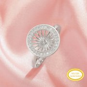 Round Pin Ring Settings For Half Drilled Pearl Bead,Solid 14K 18K Gold Ring For Half Drilled Beads,Art Deco Round Ring,DIY Ring Supplies 1212133
