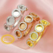 Keepsake Breast Milk 4MM Round Ring Settings Star Resin Solid 14K Gold Moissanite Accents DIY Ring Blank Band for Gemstone 1224120-1