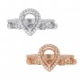 6x8MM Halo Pear Prong Rings Settings,Stackable Solid 925 Sterling SilverRing,Rose Gold Plated Art Deco Bezel Stacker Ring,DIY Set 1294430