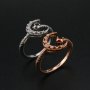 3MM Round Prong Ring Settings Moon Star Rose Gold Plated Solid 925 Sterling Silver Adjustable DIY Ring Bezel 1210106