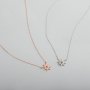 1Pcs 4MM Solid 925 Sterling Silver Rose Gold Round Gemstone Prong Bezel Settings DIY Snow Flake Pendant Necklace 16''+2'' 1411236