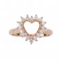 Halo Heart Prong Ring Settings,Flower Solid 925 Sterling Silver Rose Gold Plated Ring,Vintage Styles Ring,DIY Ring Bezel For Gemstone 1294663