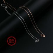 1Pcs 1MM Rose Gold Plated Solid 925 Sterling Silver Cable Chain Necklace for DIY Jewelry 18Inches 1320005