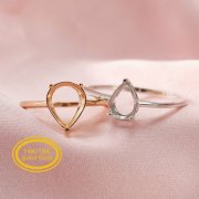 Keepsake Breast Milk Resin Pear Ring Settings Solid 14K Gold Ring Simple DIY Prong Ring Bezel Supplies 1294275