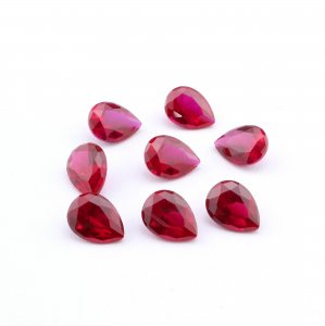 5Pcs Lab Created Pear Ruby July Birthstone Red Faceted Loose Gemstone DIY Jewelry Supplies 4150008