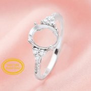 Oval Prong Ring Settings,Solid 14K 18K Gold Ring,Vintage Style Art Deco Ring,DIY Wedding Ring Supplies For Gemstone 1222076