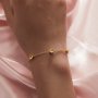 Six Stones 4MM Keepsake Breast Milk Resin Round Bezel Bracelet Settings,Solid Back Solid 14K 18K Gold Bracelet,DIY Bracelet Supplies 6.5''+2'' 1900344