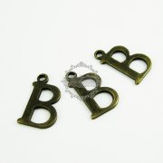 10pcs 15x10mm vintage kawaii metal alphabet letter B bronze brass pendant charm packs assortment 1810057