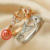 6mm Heart Prong Bezel Ring Settings Tree Branches Art Deco Solid 925 Sterling Silver Rose Gold Plated DIY Ring for Gemstone 1294382