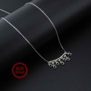 1Pcs 3x4MM Oval Prong Bezel 7 Stones Solid Sterling Silver Pendant Settings for Moissanite Gemstone With Necklace 16+2'' 1421122