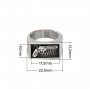Stainless Steel Pistol Pattern Signet Ring,Rectangular Signet Rings,Men's Silver Rings, Western Badge Rings,DIY Ring Supplies 1295015
