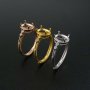 1Pcs 6x8MM Oval Prong Ring Settings Adjustable Vinatge Style Gold Plated Solid 925 Sterling Silver Bezel Tray for Gemstone 1224049