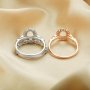 6x8MM Oval Prong Ring Settings,Birthstone Stacker Ring Band,Flower Stackable Solid 925 Sterling Silver Rose Gold Plated Ring,DIY Ring Set 1294557