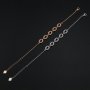 4x6MM Oval Prong Bracelet Settings Halo 5 Stones Rose Gold Plated Solid 925 Sterling Silver Bracelet Bezel with 6''+1.6'' Chain 1900265